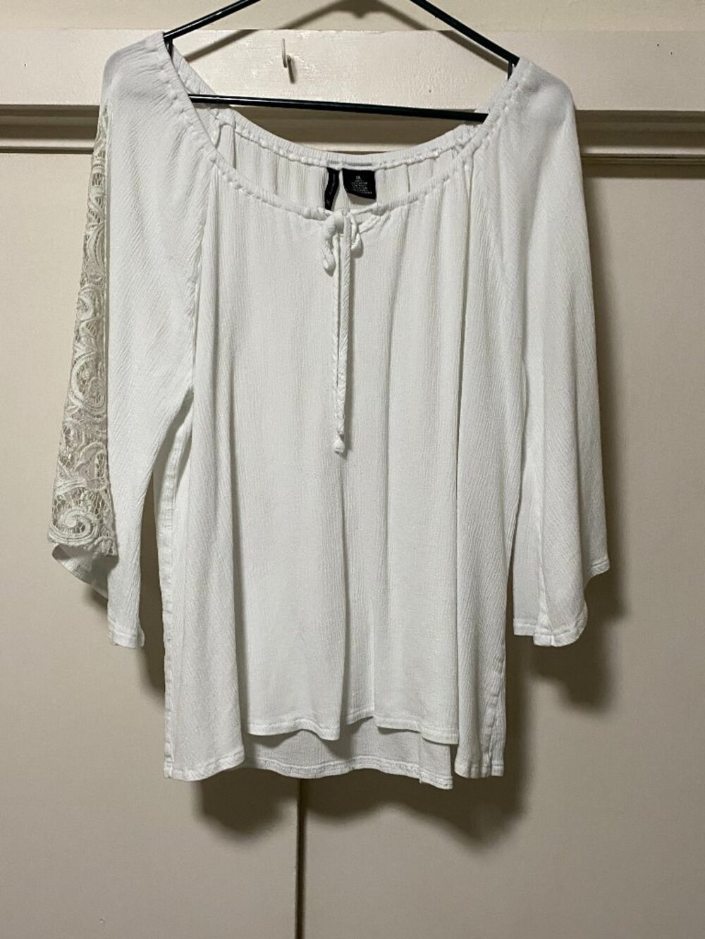 New Directions, 100% rayon, 3/4 sleeve, hippie tunic w/lace, size XL